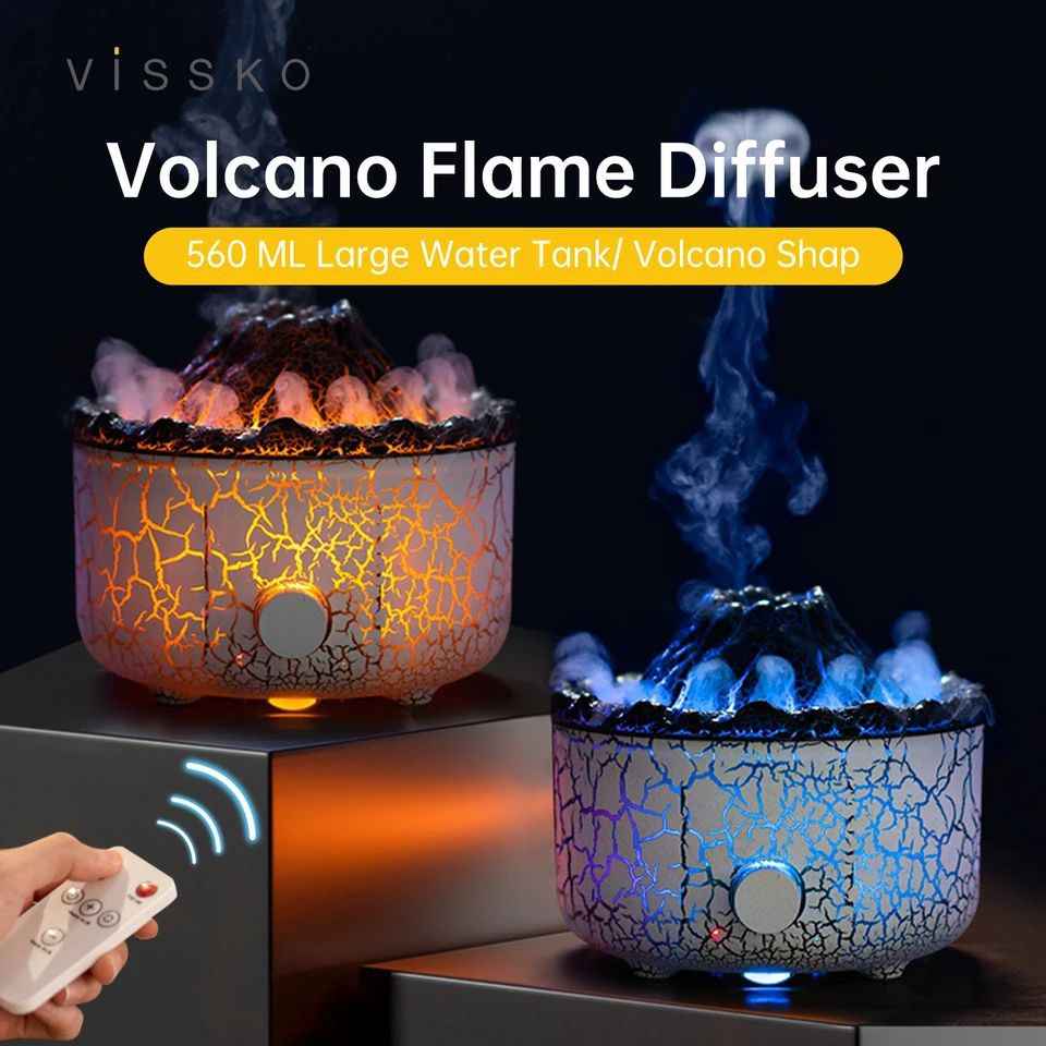 GrinchyFinchy™Flame Volcano Aromatherapy Humidifier with Remote Control