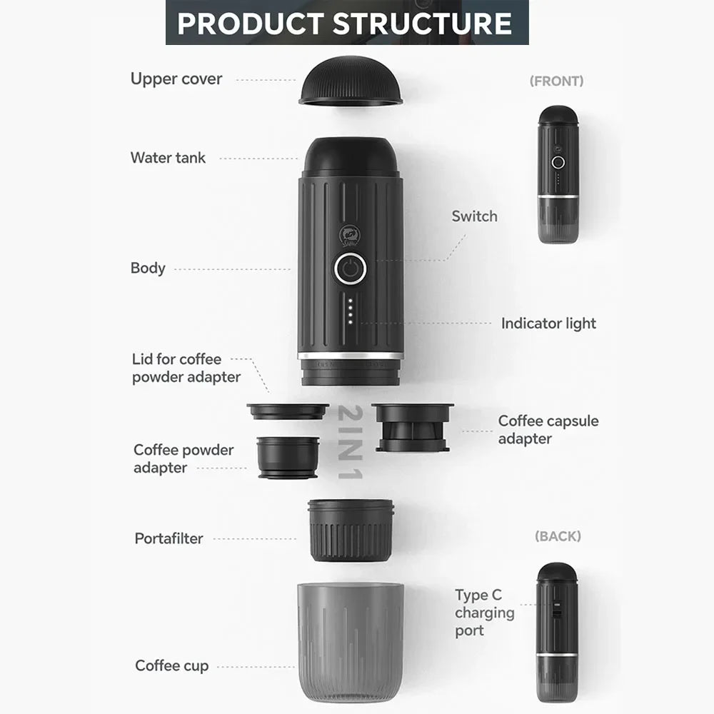 GrinchyFinchy™ICafilas ME2218 Mini 2-in-1-Kaffeemaschine