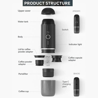 GrinchyFinchy™ICafilas ME2218 Mini 2-in-1-Kaffeemaschine