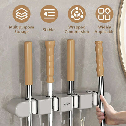 Self-Adhesive Mop & Broom Organizer